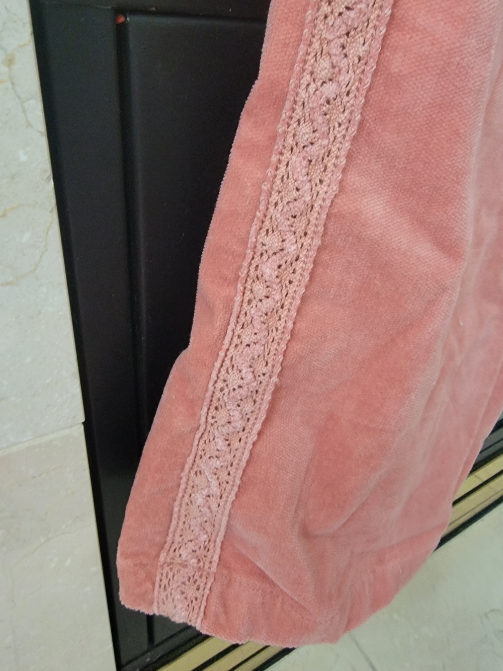 Girls Dusty Rose Corduroy Skirt with Crochet Trim Pocket - Picture 4 of 4